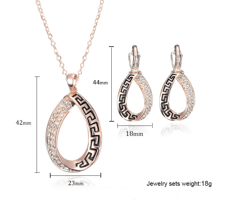 Rose Gold Plated Waterdrop Necklace And Earring Set