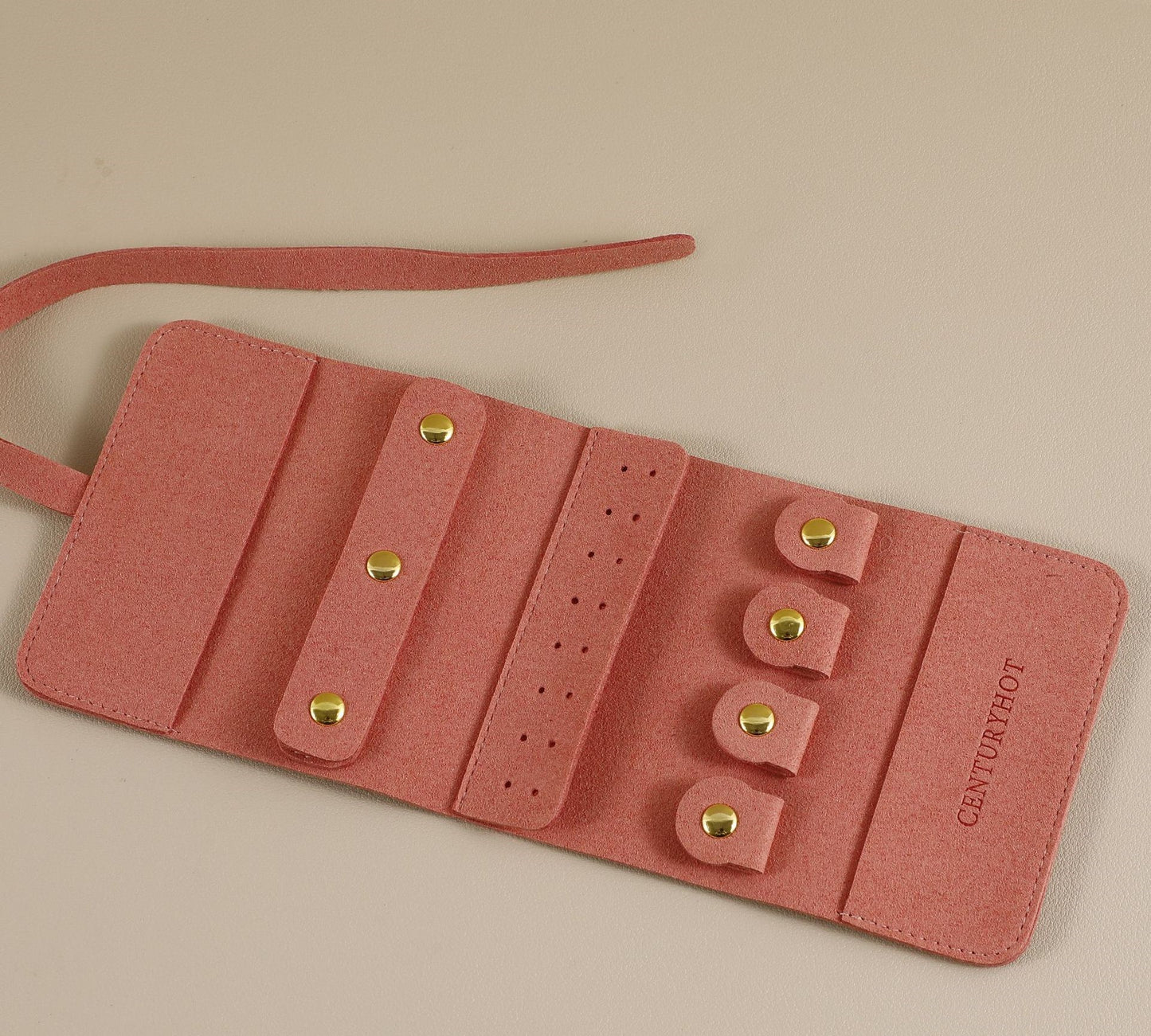 Travel Jewelry Organizer Roll - Premium Faux Leather Lined Storage Case for Necklaces, Earrings & Rings, Tangle-Free Portable Jewelry Holder for Women, Compact Travel Case (Small/Large, 5 Colors)