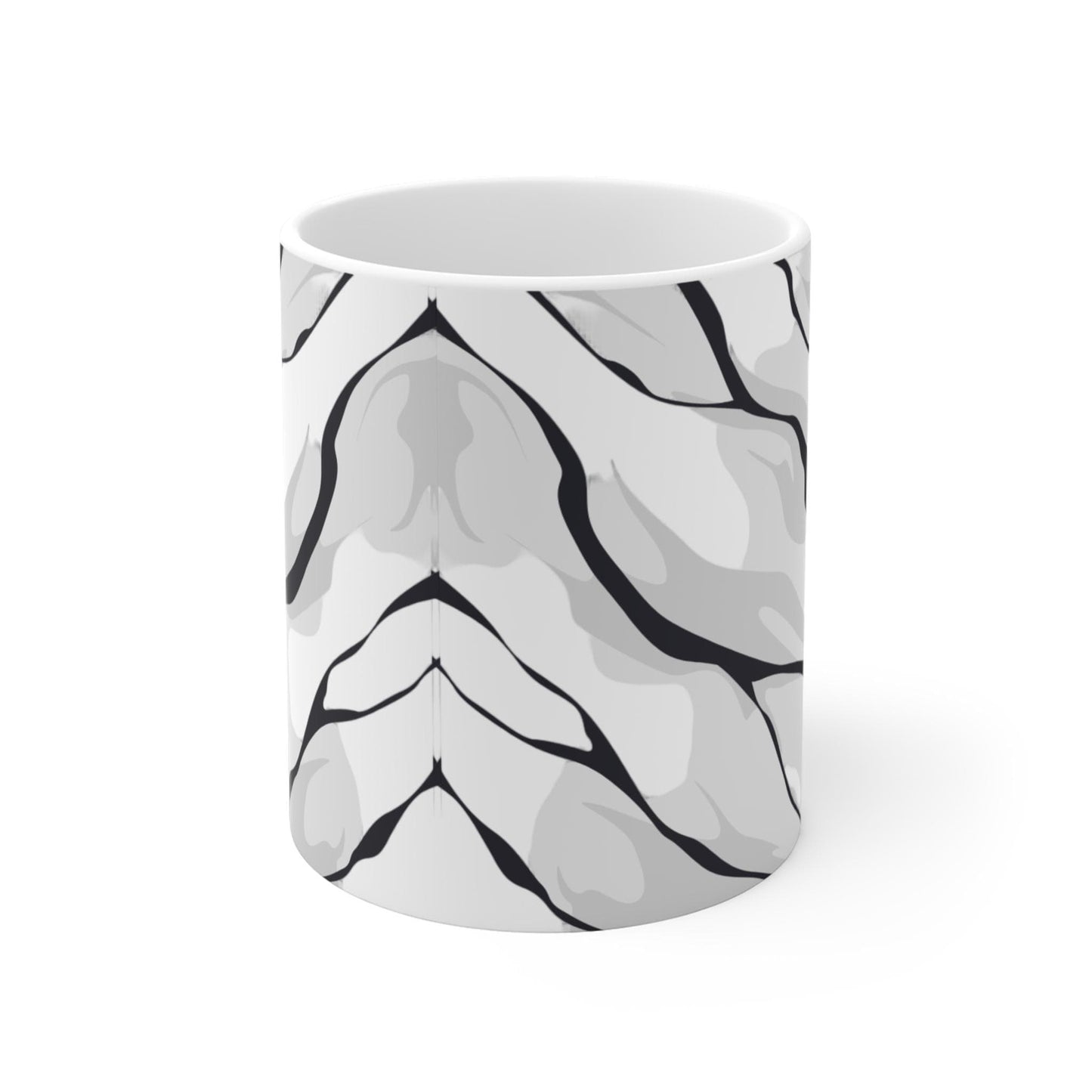 Abstract Marble Wave Mug | Black White Stone Pattern Ceramic Mug